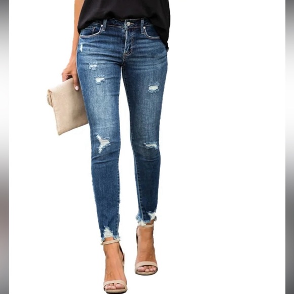 KanCan Mid Rise Distressed Skinny Jeans Size 27 Blue Jeans With Stretch H14 - Picture 11 of 11